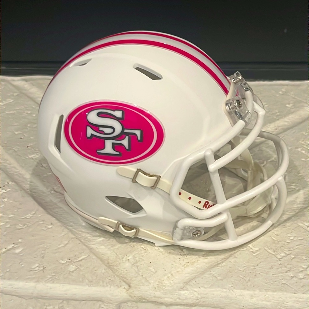 San Francisco 49ers CUSTOM Matte White - White & Pink Mini Football Helm…